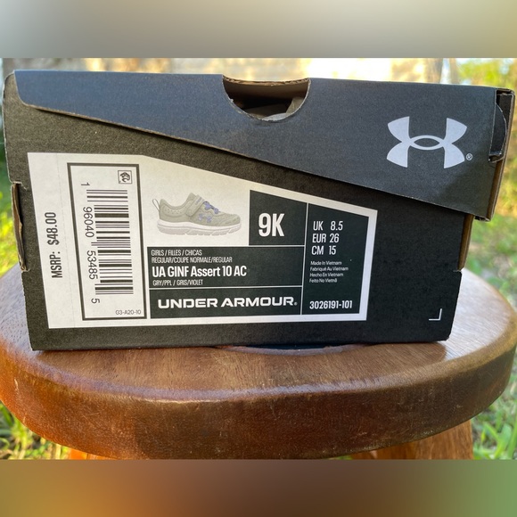 Under Armour toddler girl sneakers grey - blue/violet -  size 9 NEW IN BOX - Picture 2 of 9